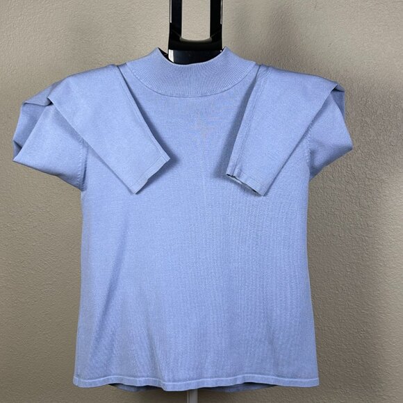 GUC Pendleton Women's Silk Blend Sweater Blue Mock Neck Long Sleeve Size Medium - Picture 3 of 4